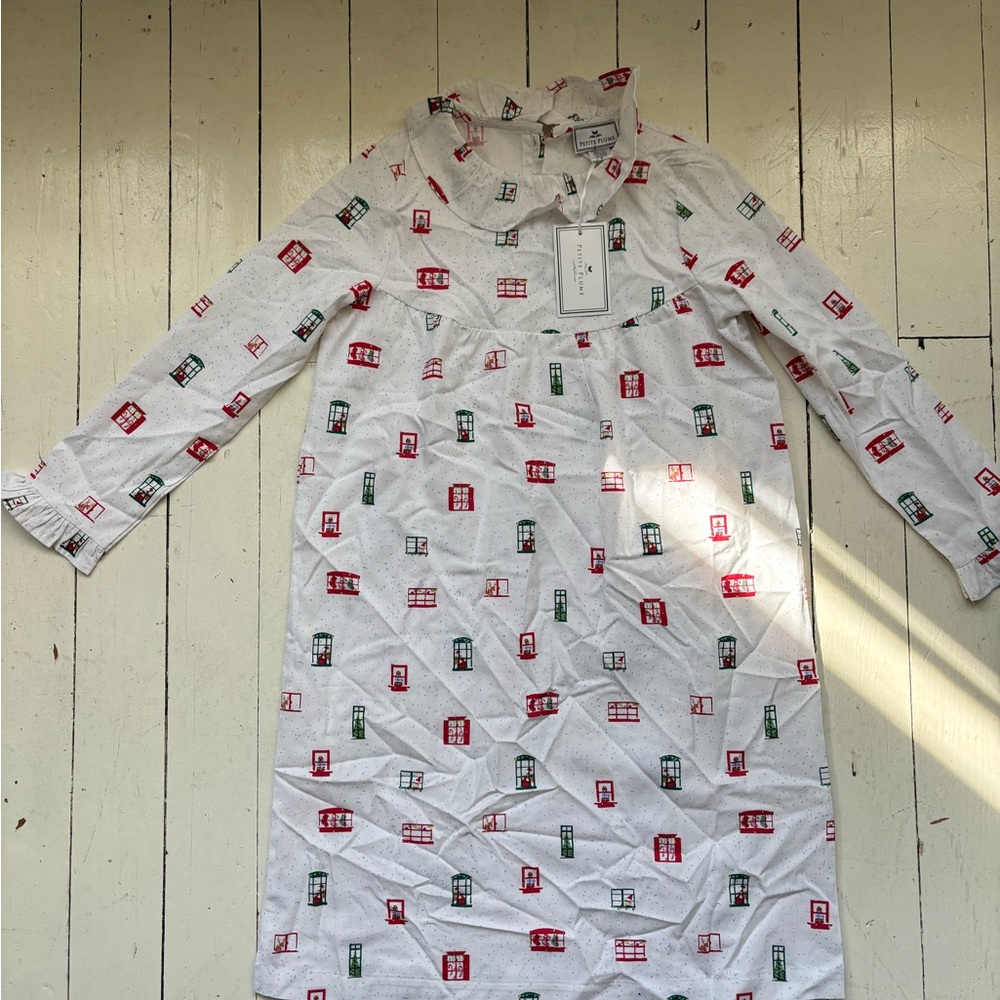 Kids White and Red Patterned Nightgown